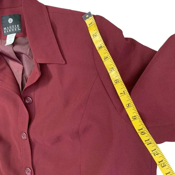 Maggie Barnes Vintage Long Sleeve Button Down Shirt Jacket Size 20W Burgundy - Picture 13 of 16